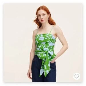Kate Spade X Target NWOT Ruched Linen Floral Print Tank Top Green/White XS